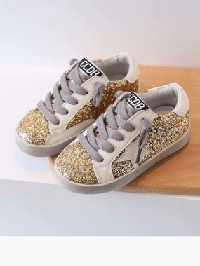 CCDB Star Kids Gold Gitter Lace up Sneakers - 22 / 14cm - Toddler 5
